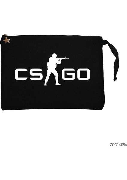 Counter Strike Csgo Logo Siyah Clutch Astarlı Cüzdan / El Çantası