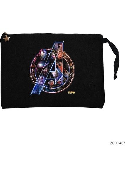 Avengers Infinity War Siyah Clutch Astarlı Cüzdan / El Çantası