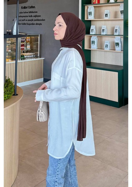Tek Cepli Tesettür Gömlek Beyaz fiyatları