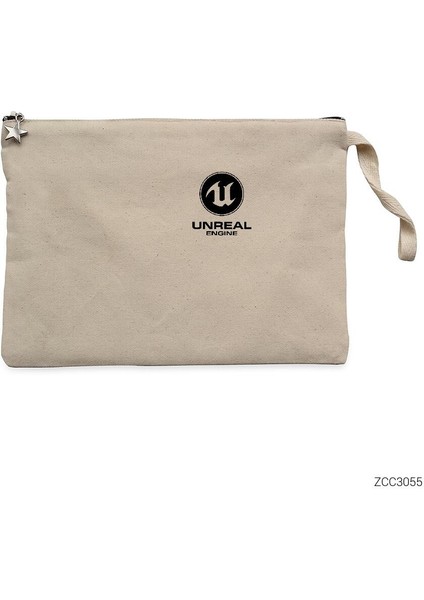Unreal Engine Logo Krem Clutch Astarlı Cüzdan / El Çantası
