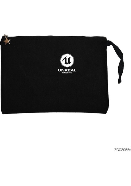 Unreal Engine Logo Siyah Clutch Astarlı Cüzdan / El Çantası