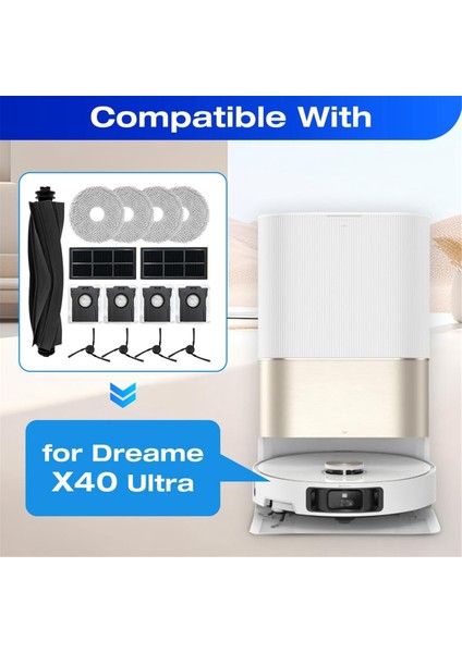 Dreame X40 ULTRA/L40 ULTRA/S20 Pro Ultra/mova P10 Ultra Elektrikli Süpürge Parçaları Filtre Yan Fırça Toz Torbası Paspas Pedleri (Yurt Dışından) modelleri