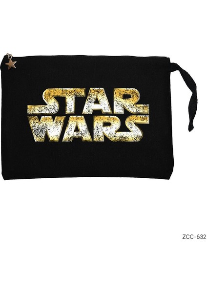 Star Wars Logo Detrited Siyah Clutch Astarlı Cüzdan / El Çantası