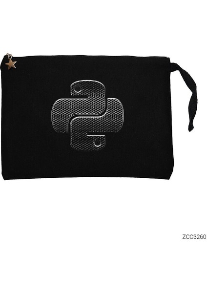 Python Black Siyah Clutch Astarlı Cüzdan / El Çantası