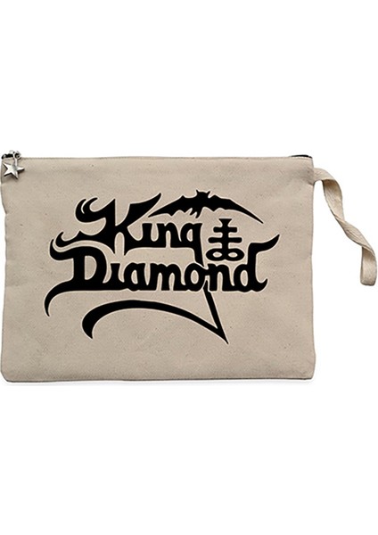 King Diamond Logo Krem Clutch Astarlı Cüzdan / El Çantası