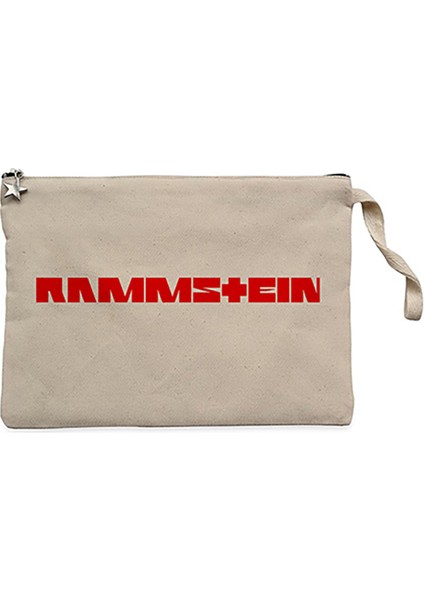 Rammstein Text Red Krem Clutch Astarlı Cüzdan / El Çantası