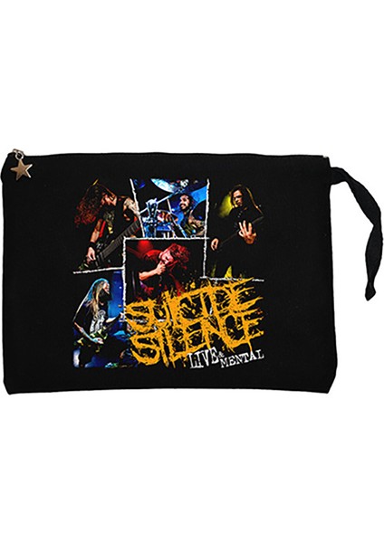 Suicide Silence Lıve And Mental Siyah Clutch Astarlı Cüzdan / El Çantası