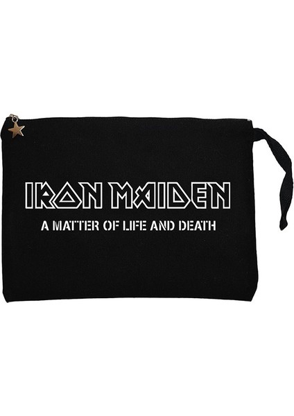 Iron Maiden Matter Of Life Yazı Siyah Clutch Astarlı Cüzdan / El Çantası