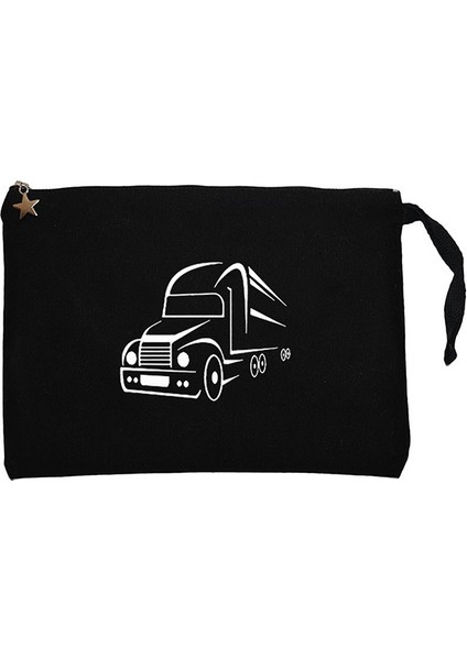 Tır Silüet Siyah Clutch Astarlı Cüzdan / El Çantası