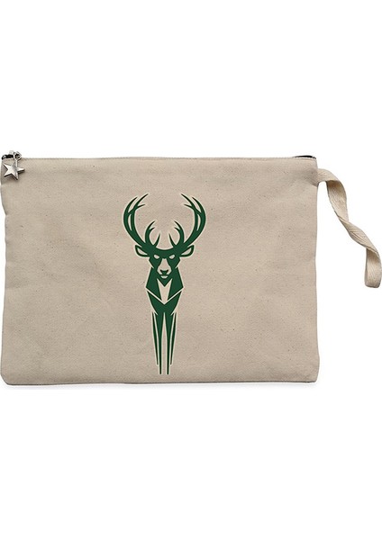 Milwaukee Bucks Logo Krem Clutch Astarlı Cüzdan / El Çantası