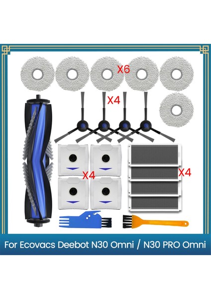 Ecovacs Deebot N30 Omnı / N30 Pro Omnı Robot Süpürge Parçaları Için 21 Adet Silindir Yan Fırça Filtre Paspas Bezi Toz Torbası (Yurt Dışından)
