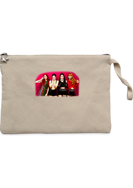 Blackpink Grup Krem Clutch Astarlı Cüzdan / El Çantası