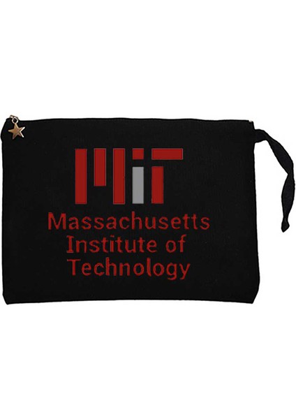 Massachusetts Institute Of Technology Logo Siyah Clutch Astarlı Cüzdan / El Çantası