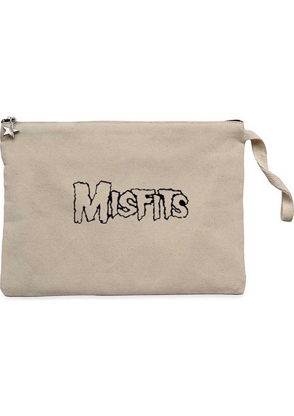 Misfits Logo Black Krem Clutch Astarlı Cüzdan / El Çantası