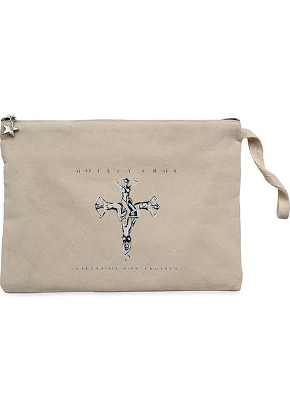 Mötley Crüe Saints Of Los Angeles Krem Clutch Astarlı Cüzdan / El Çantası