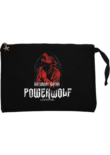 Powerwolf Lupus Dei Siyah Clutch Astarlı Cüzdan / El Çantası