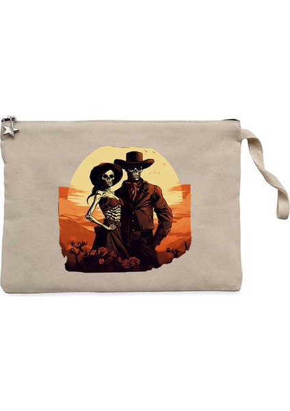 Skeleton Cowboy Lover Krem Clutch Astarlı Cüzdan / El Çantası