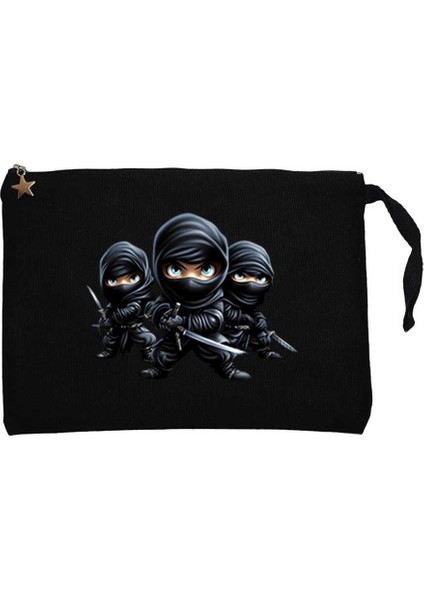 Childrens Ninjalar Siyah Clutch Astarlı Cüzdan / El Çantası