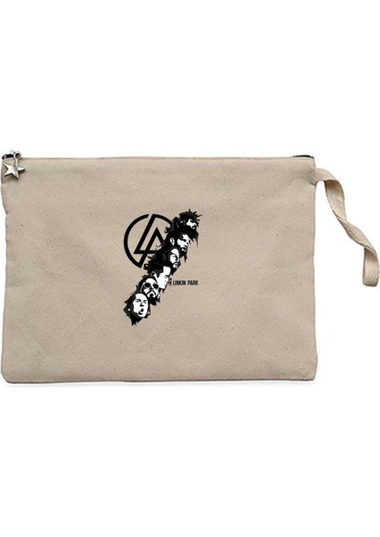 Linkin Park Logo Siluet Krem Clutch Astarlı Cüzdan / El Çantası