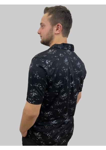 Erkek Gnsn Desenli Oxfort Polo Yaka Siyah Tişört modelleri