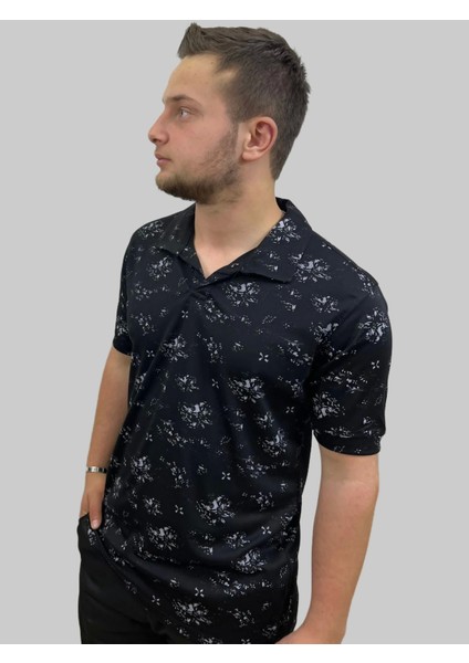 Erkek Gnsn Desenli Oxfort Polo Yaka Siyah Tişört fırsatları