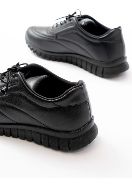 K-504 Siyah Bağcıklı Desenli Günlük Spor Ayakkabı indirimleri