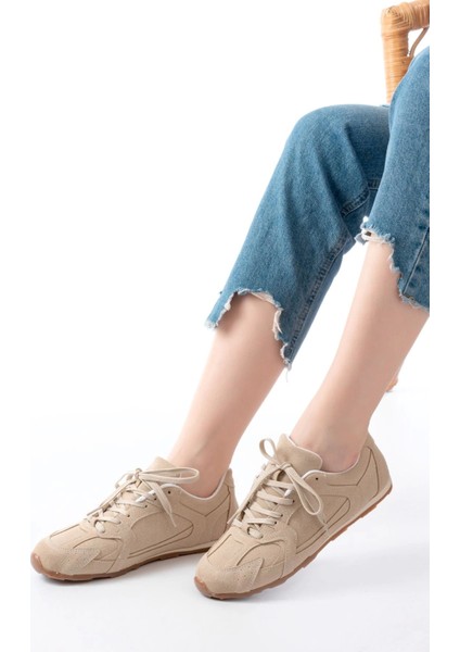 Rs-01 Bej Süet Ince Taban Günlük Spor Ayakkabı modelleri