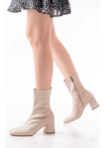 HC-2700 Bej Topuklu Fermuarlı Kadın Bot fırsatları