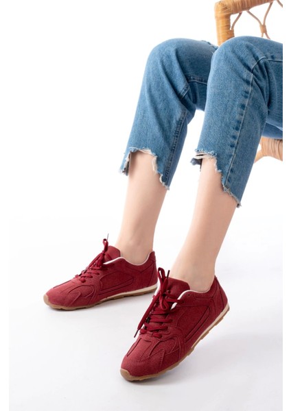 Rs-01 Bordo Süet Ince Taban Günlük Spor Ayakkabı