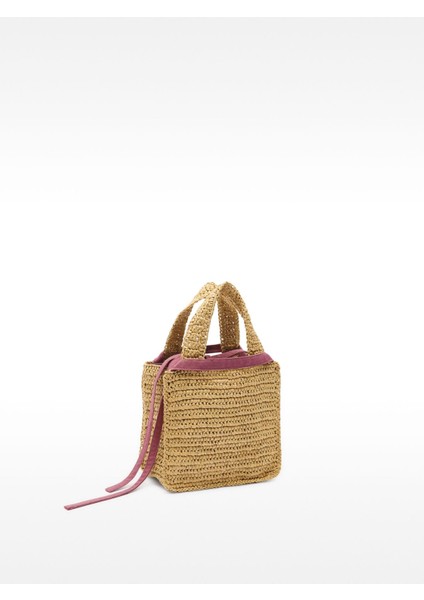 Hasır Efektli Charm'lı Tote Çanta S modelleri