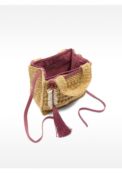 Hasır Efektli Charm'lı Tote Çanta S indirimleri