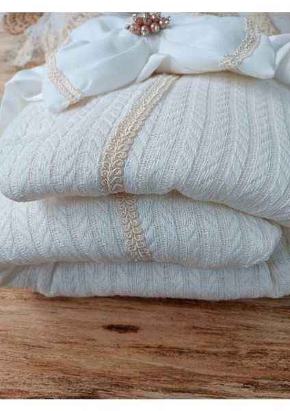 Yenidoğan Tericotton Örgülü Trilüx Bebek Battaniyesi Kundak Ekru modelleri