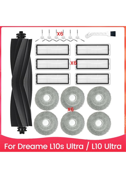 Dreame L10S Ultra / L10 Ultra Parçaları Aksesuarları Ana Fırça Yan Fırça Hepa Filtre Silme Bezi Yedek Parça (Yurt Dışından)