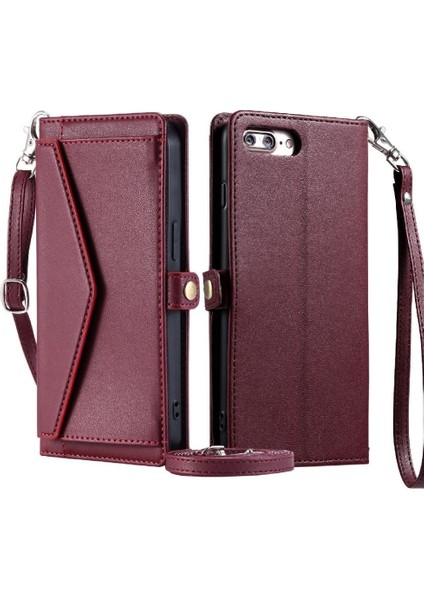 Cüzdan Crossbody Durumda IPhone 7 Artı/8 Artı Rfıd Engelleme Fermuar Faturaları (Yurt Dışından)