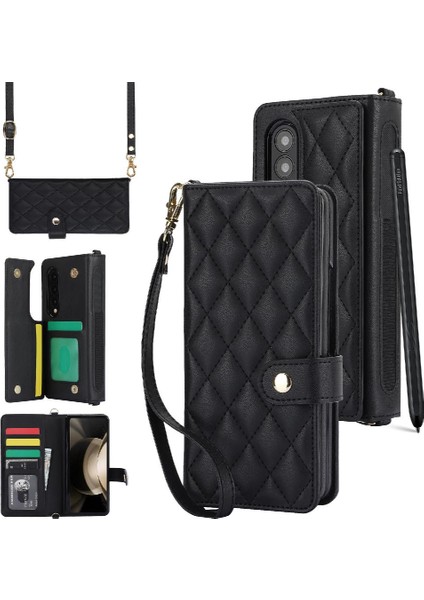 Samsung Galaxy Z Fold 3 Crossbody Tarzı 5 Kart Yuvaları ile Standı (Yurt Dışından)