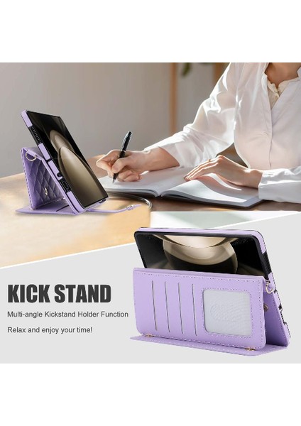 Samsung Galaxy Z Fold 3 Crossbody Tarzı 5 Kart Yuvaları ile Standı (Yurt Dışından) modelleri