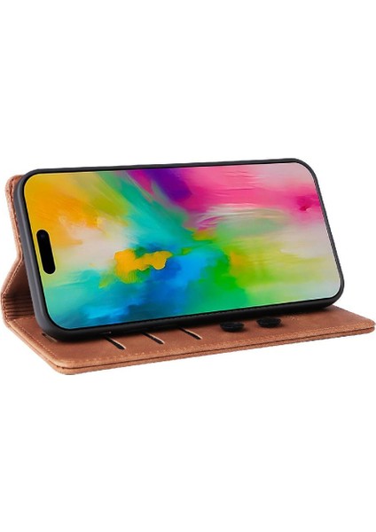IPhone 16 Için Flip Case Artı Cüzdan Darbeye Basit Iş Deri (Yurt Dışından)