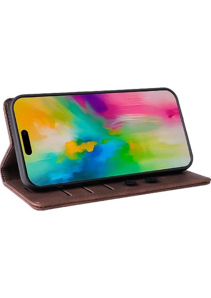 IPhone 16 Için Flip Case Artı Cüzdan Darbeye Basit Iş Deri (Yurt Dışından)