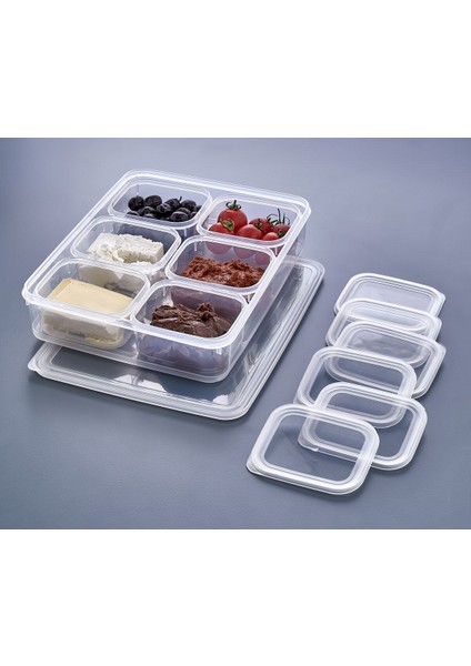 Şeffaf 7 Parça Saklama Kabı Seti, 3000ml ve 300ml, sızdırmaz, buz dolabı düzenleyici fiyatları