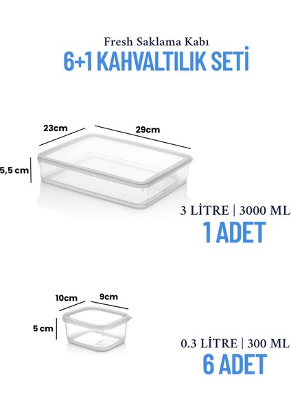 Şeffaf 7 Parça Saklama Kabı Seti, 3000ml ve 300ml, sızdırmaz, buz dolabı düzenleyici fırsatları