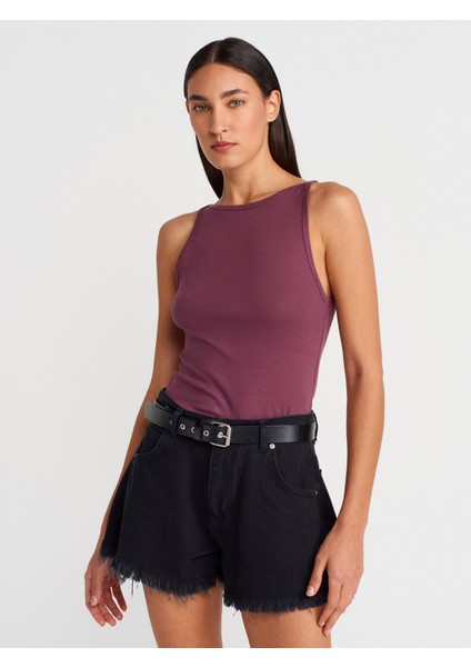 21048 Halter Yaka Top-Mürdüm