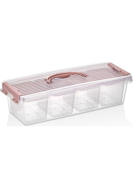 Pembe 4'lü Kahvaltılık ve Baharatlık Organizeri, 1 Dış Kutuyla, 4 İç Kutu, 3,5 Lt + 4x500 ml fiyatları