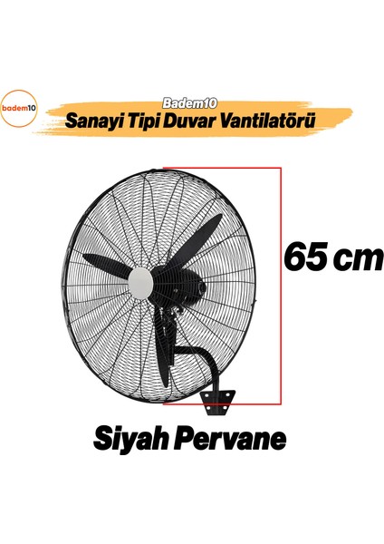Sanayi Tipi Duvar Vantilatörü 65 cm 190 W Endüstriyel Geniş Sessiz Duvara Monte Fan fiyatları