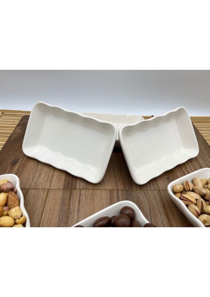 6'lı Beyaz Seramik Kahvaltılık ve Meze Tabağı Seti, Damla Model, 6-10 Parça fırsatları