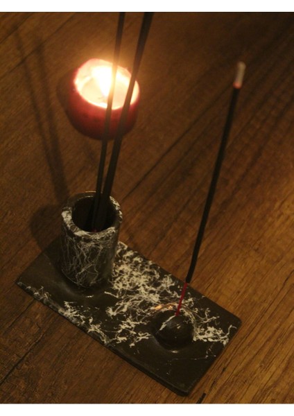 Hazneli Taş Tasarım Çubuk Tütsülük Siyah modelleri