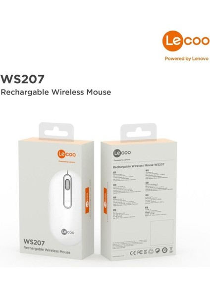 Lenovo WS207 Şarj Edilebilir Kablosuz Mouse Beyaz
