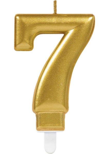 Gold Renkli Rakamlı Doğum Günü Pastası Yaş Mumu – 7 Yaş