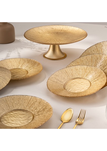 Golden 7 Parça Cam Pasta / Tatlı Seti fiyatları