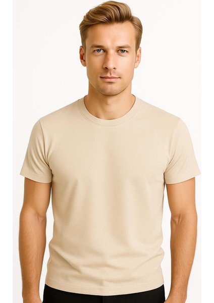 2025 Summer Erkek Premium Kısa Kol Tshirt %100 Pamuk Relax Fit Bisiklet Yaka