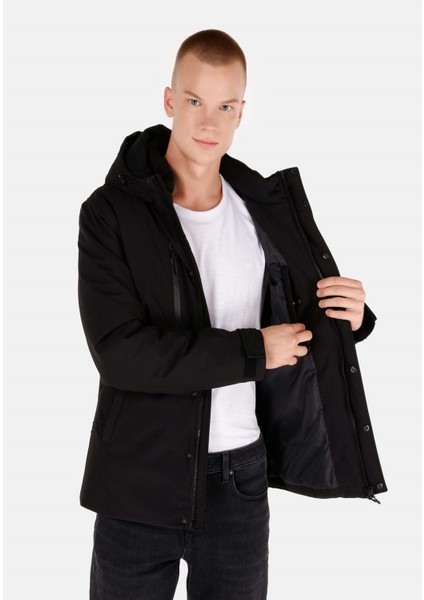 Regular Fit Erkek Siyah Mont